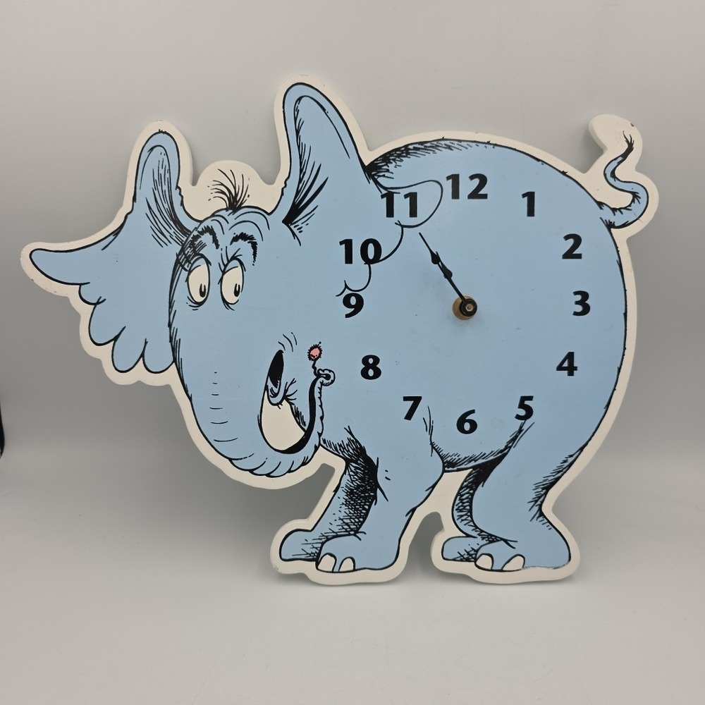 Dr Seuss 2017 Blue Horton Hears a Who Battery Wall Clock Trend Lab WORKS